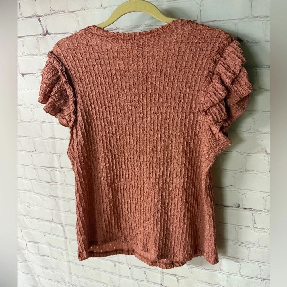 DR2 Rust Knit Flutter Sleeve Top - Picture 3 of 5